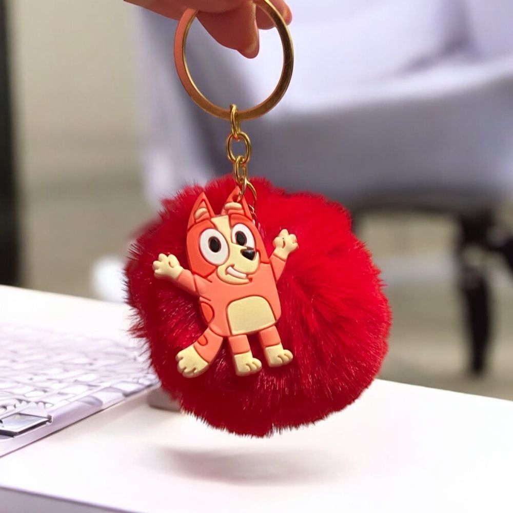 🤯5/$25🤯 Bluey Bingo Red Pom Pom Key Chain Bag Charm